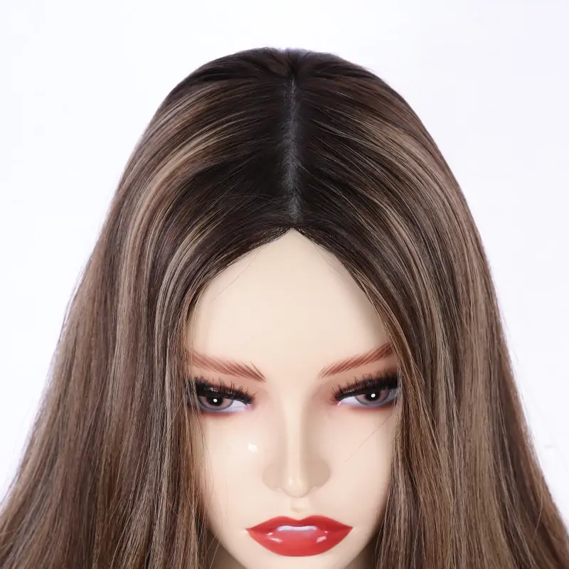 Top quality virgin Human Hair silk top With weft Back Kosher Wig for ladies